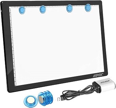 sylvwin A3 Size LED Light Box, Portable USB Powered Light Pad, Dimmable Brightness LED Artcraft Tracing Light Pad for Artists, Drawing, Sketching, Animation, Stenciling,X-ray Viewing（Black 
