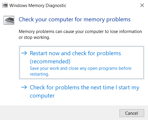 Check for problems the next time I start my computer.