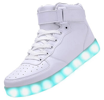 Ryanmay Shiny Night LED Light Up Shoes USB Charging Flashing Sneakers For Kids,A1011,White,36 