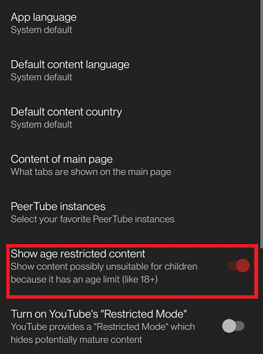show age restricted content