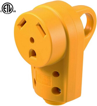PEAKTOW PTR0151 Heavy Duty 30Amp RV Replacement Male Plug Receptacle Adapter with Ergonomic Handle cETL Listed 