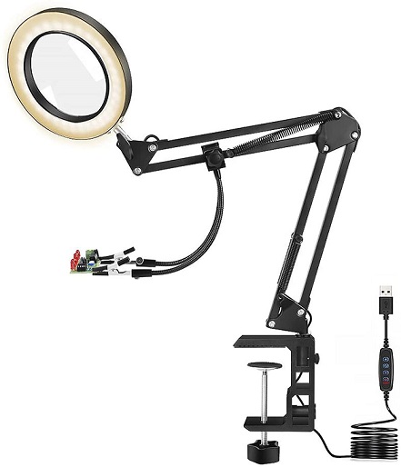 NEWACALOX Magnifier Desk Lamp