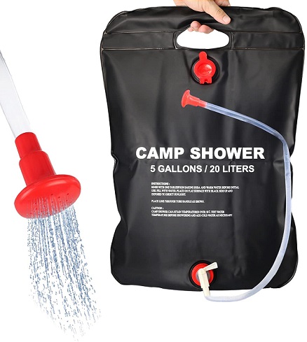 FeChiX Upgraded Campimg Shower Bag Solar Shower 5 Gallons/20L Summer Shower Bag with Removable Hose and On-Off Switchable Shower Head Outdoor Shower Bag for Outdoor Camping Traveling Hiking 