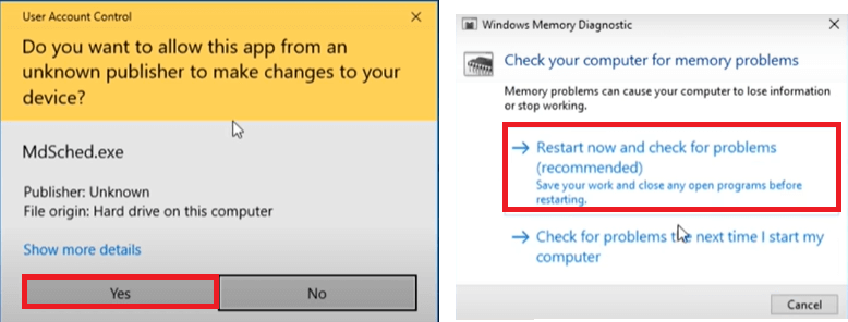 Run Windows 10 Memory Diagnostic Tool