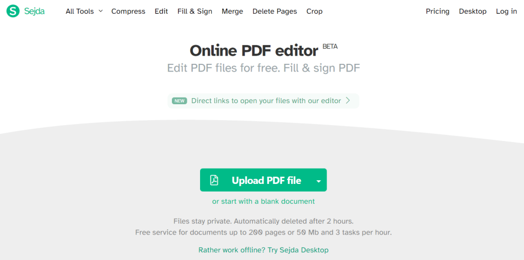 Sejda PDF editor