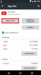 force stop youtube