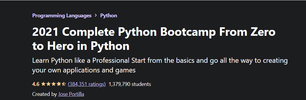 Complete Python Bootcamp From Zero to Hero in Python