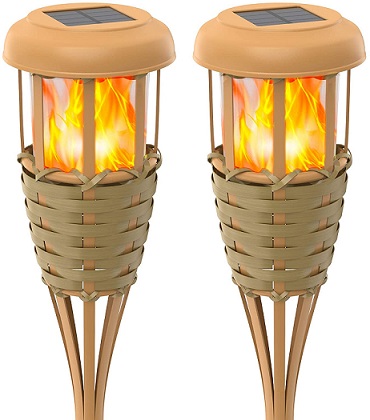 ,4-Pack Ultra-Bright Solar Tiki Torches with Flickering Flame,Waterproof Landscape Decoration Lighting Auto On/Off Pathway Lights for Garden Patio Driveway Samerd Solar Torch Lights Outdoor Upgraded 