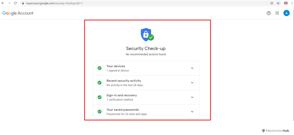 security checkup of gmail account