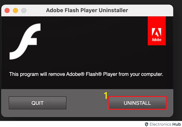 uninstall of adobe flash player