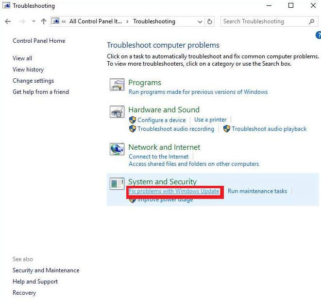 Fix problems with Windows Update