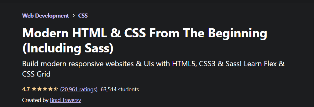 Modern HTML & CSS From the Beginning