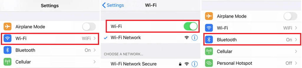 ensure that both Bluetooth and WiFi