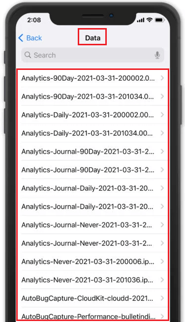 list of Analytics Data