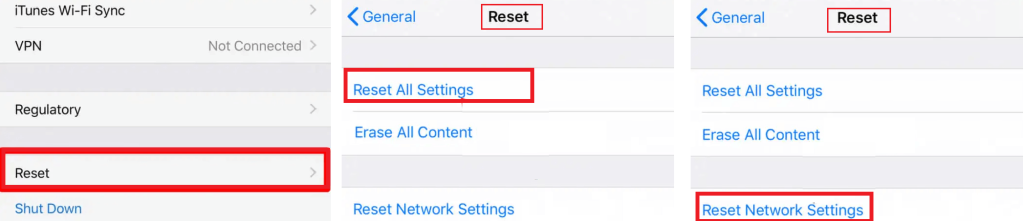 reset all settings of iphone