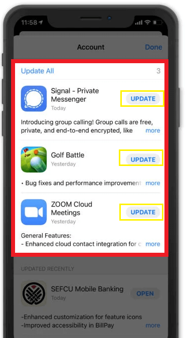 update all app in iphone