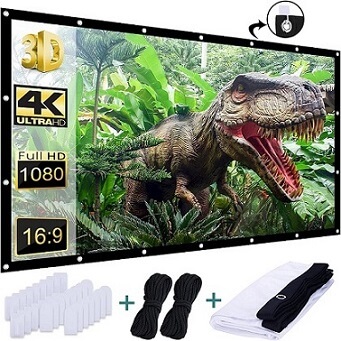Taotique 120 inch 4k HD 16:9 Projector Screen Support Double Side Movie Projection Screen for Outdoor and Indoor Use 