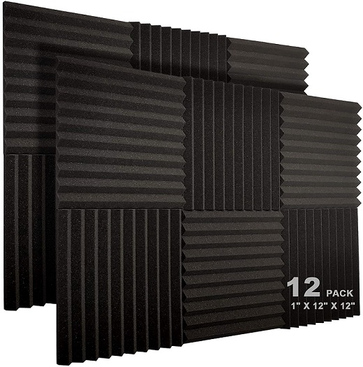 Charcoal Acoustic Panels 48 Pack Sound Proof Foam Panels 1 X 12 X 12 Acoustic Foam Fire-Retardant Soundproofing Padding Studio Wedge Tiles for Wall and Door 