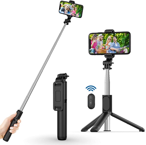 ANJIELO SMART Selfie Stick Tripod Compatible with Different Smart Phone and Sport Camera,63 inches Extendable Stable Phone Tripod with Portable Bluetooth Remote 