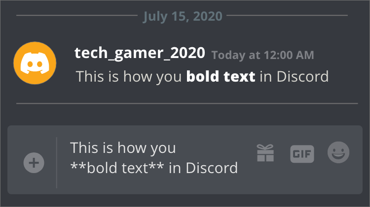 Here is an example of **bold text** in Discord
