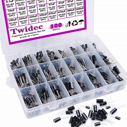 Audio Video Project Electronic Repair ALAMSCN 630PCS 24 Value Electrolytic Capacitor Assortment Kit Range 0.1uF-1000uF Aluminum Electrolytic Capacitors for Hobby Electronics