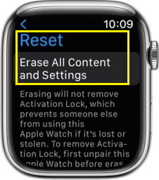 Resetting Apple Watch