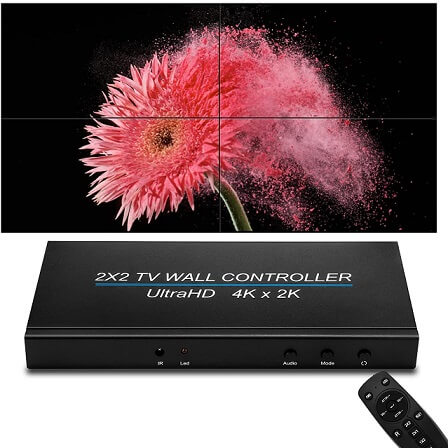 2x2 2x8 HDMI 1.4 3 Display Modes HDMI & DVI Inputs; HDMI Outputs 1x2,1x4 Cascading Expert Connect 2x2 Video Wall Controller HDCP1.4 Compliant 2x4 1080p 