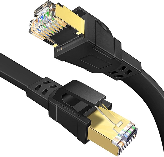 Cat 8 Ethernet Cable 15 FT Snowkids Flat High Speed Ethernet Cable Gold Plated RJ45 Connector 40Gbps,2000Mhz Braided Internet Cable LAN Cable S/FTP Network Cable for Modem/Router/PS4/5/Gaming/PC 