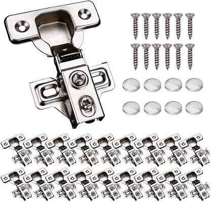 Yardwe Stainless Steel Face Frame Mounting Furniture Hinges Slow Self Closing Concealed Hinge for Kitchen Cabinet Door Furniture Full Overylay 