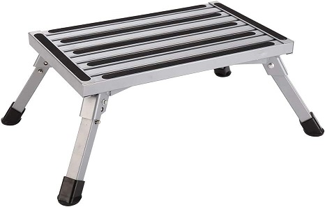 GarfatolRv 19”×14.5” Large RV Steps with Glow in The Dark Tapes Adjustable RV Step Stool Aluminum RV Step Supports Up to 1500 lbs. 