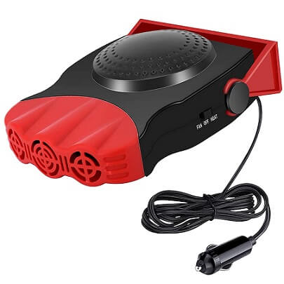 30 Seconds Fast Heating Quickly Defrosts Defogger 12V 150W Auto Ceramic Heater Cooling Fan 3-Outlet Black Ferryone Portable Car Heater 