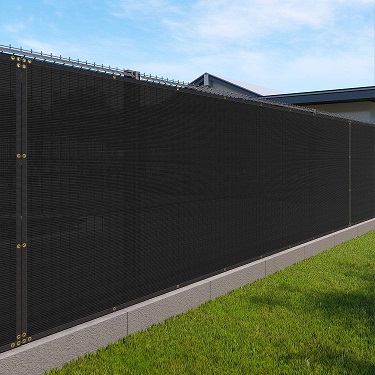 Commercial Outdoor Backyard Shade Windscreen Mesh Fabric with Brass Gromment 85% Blockage Customized 3 Years Warranty Patio Paradise 5' x 12' Gray Fence Privacy Screen 