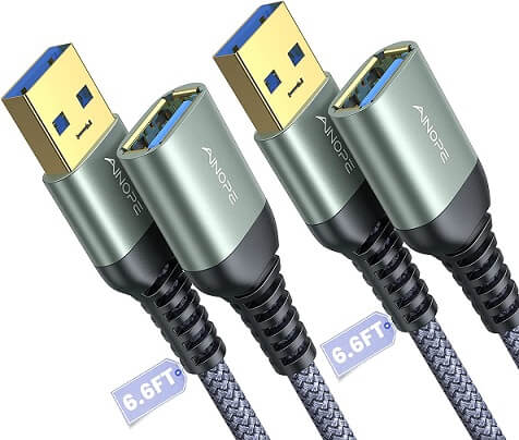 AINOPE 6.6FT+6.6FT USB Extension Cable