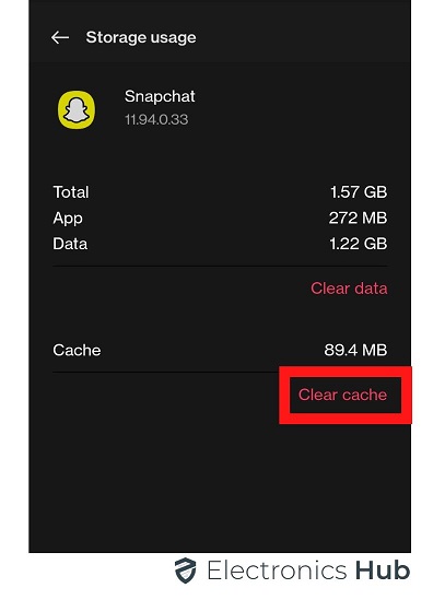 Clear Cache of Snapchat