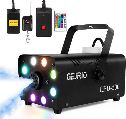 Halloween and Weddings Miric Smoke Machine Portable with LED Lights Equipped with Wired and Wireless Remote Control for Party Fog Machine 400W Christmas 