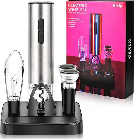 Electric Wine Opener Set A Wine Saver Gift Set for Wine Lovers Aerator Pourer Wine Vacuum Pump Stopper Battery-Powered Corkscrew Wine Bottle Opener Automatic Wine Accessories Contains Foil Cutter 