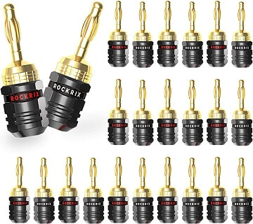 5 pair/10 pcs VCELINK 4mm Speaker Banana Plugs-Open Screw Type,24K Gold Plated Brass Speaker Wire Banana Plugs Connectors 