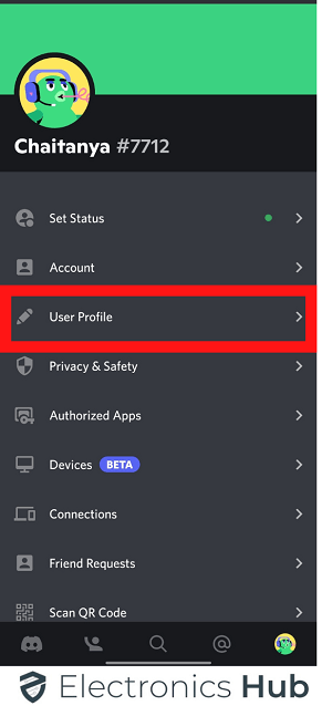 click on user profile in discord 