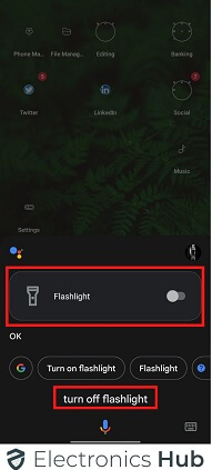turn off flash through google assistant