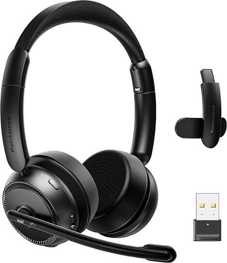 Pointcinco Wireless Headset With Microphone For Laptop