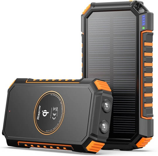 Solar-Power-Bank-Portable-Charger-42800mAh Solar Phone Charger with LED  Flashlight/USB C Fast Charge External Backup Battery Pack Compatible for  Outdoor Camping Travel 