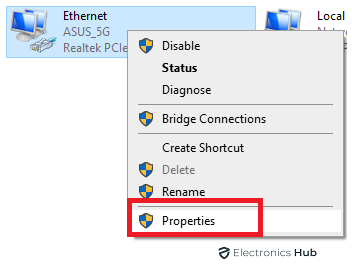 Click on network Properties