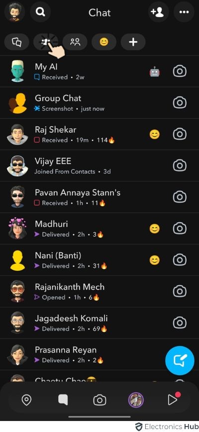 Snapchat 9 Click Groups Icon