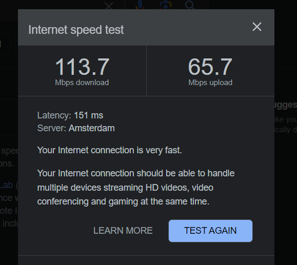 Auto connection speed test