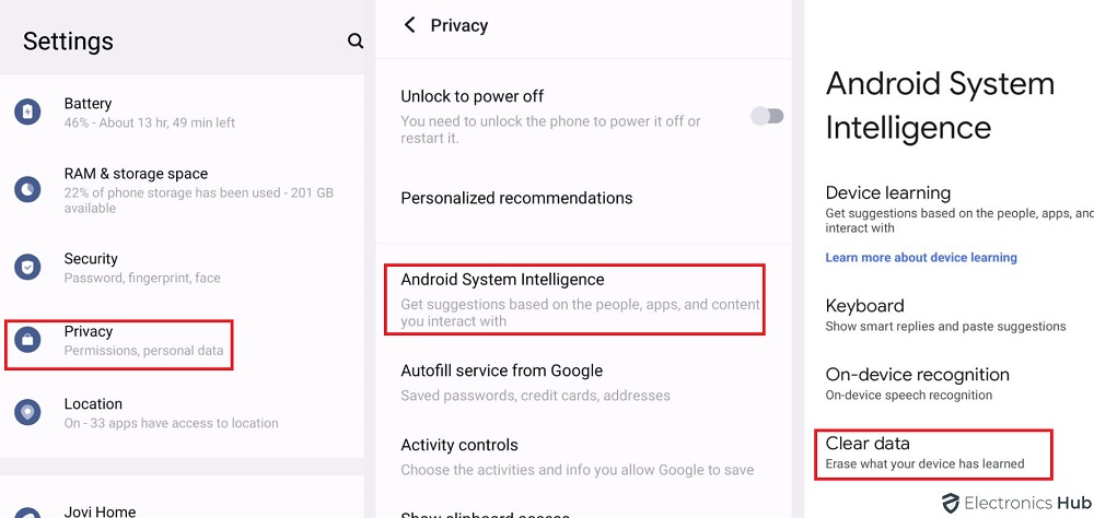 Clear Android Intelligence Data