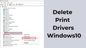 Delete Print Drivers Windows10