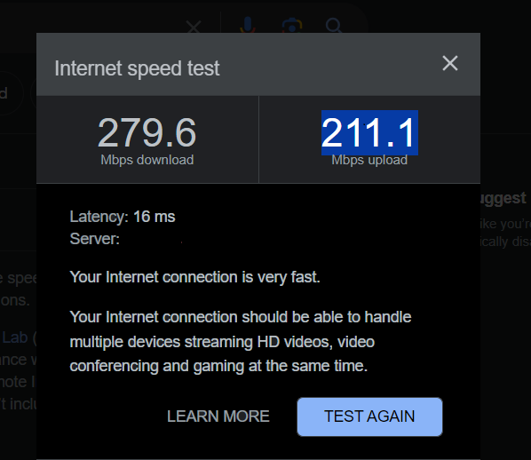 Without VPN Speed test