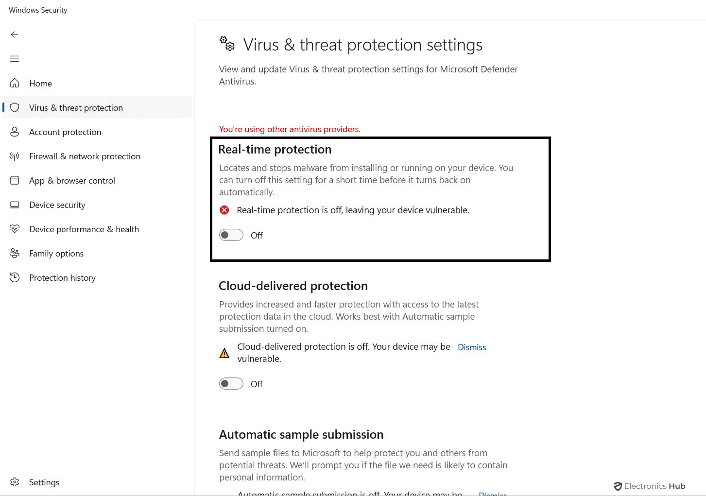 Real-time protection to the Off