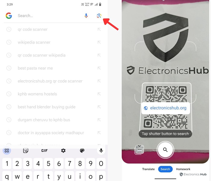 Scan QR Code with google lens