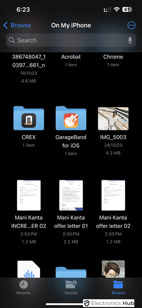 Select files on your iPhone